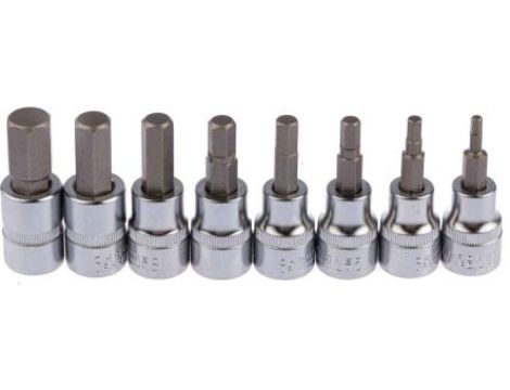 Końcówka sześciokątna, materiał Stal chromowo-wanadowa, Hex 10, Hex 12, Hex 3, Hex 4, Hex 5, Hex 6, Hex 7, Hex 8, 8 szt.