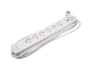 5m Przedłużacz 1,5 mm 6 gniazda 250 V Biały Tak Listwa z gniazdami