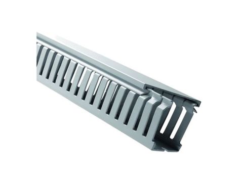 Koryto kablowe Szary PVC Otwarty Koryto panelowe z otworami 37,5 mm 75mm 2m RS PRO