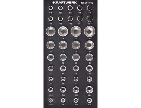 Zestaw 38 nasadek 1/2" w piance EVA 20x40