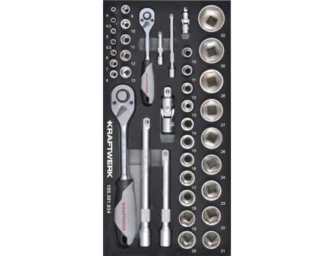 Zestaw kluczy nasadowych 1/4"+1/2" w piance EVA