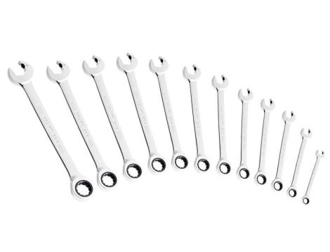 ZESTAW KLUCZY PŁASKO-ZAPADKOWYCH 8-19MM 12CZ.