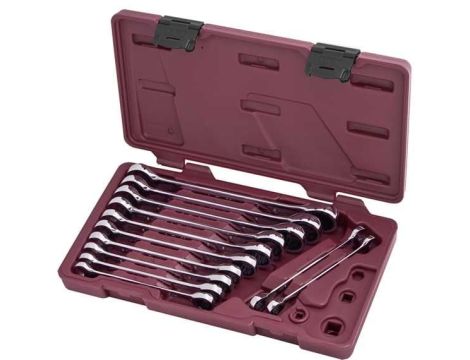 ZESTAW KLUCZY PŁASKO-ZAPADKOWYCH 8-19MM 12CZ. - 2