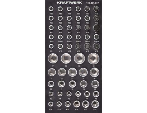 Zestaw 56 nasadek 1/2" w piance EVA 20x40