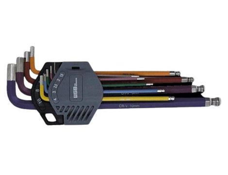 ZESTAW KLUCZY TRZPIENIOWYCH HEX Z KULKĄ 1,5-10 KOL