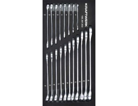 Zestaw 19 kluczy płasko-oczkowych w piance EVA