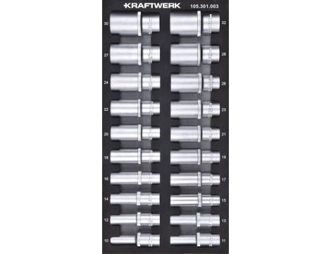 Zestaw 20 nasadek długich 1/2" w piance EVA 20x40