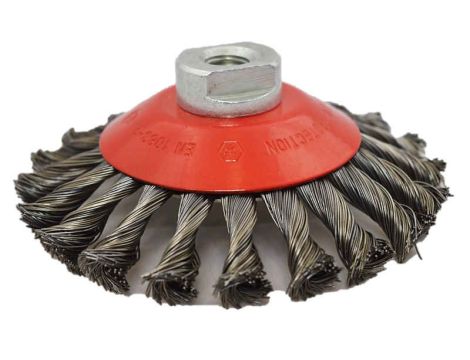 SZCZOTKA STOŻKOWA 115MM M14 DRUT SPLATANY STAL 0,5