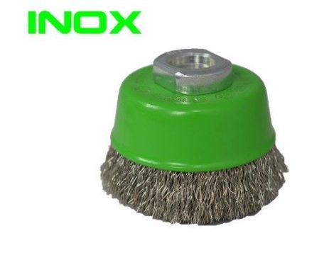 SZCZOTKA GARNKOWA 80MM M14 DRUT FALISTY INOX 0,3