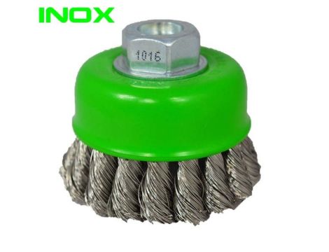 SZCZOTKA GARNKOWA 65MM M14 DRUT SPLATANY INOX 0,35