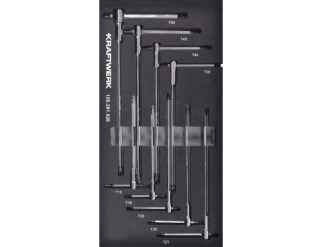 Zestaw 9 kluczy typ T TX10-TX50 w piance EVA 20x40