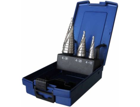 ZESTAW WIERTEŁ STOPNIOWYCH SKRĘTNYCH HSSE 4-30MM