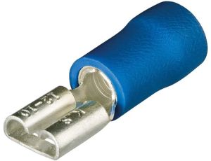 Końcówka płaska żeńska izolowana, niebieska