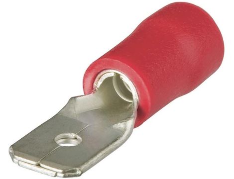 Końcówka płaska męska izolowana, czerwona