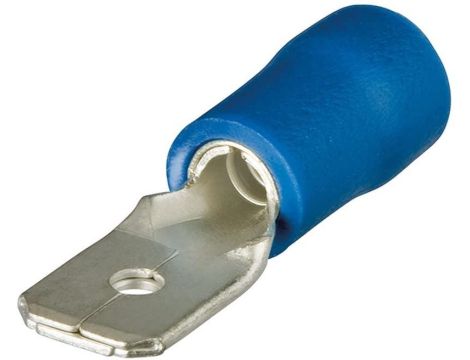 Końcówka płaska męska izolowana, niebieska