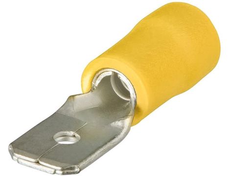 Końcówka płaska męska izolowana, żółta