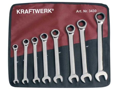 ZESTAW KLUCZY PŁASKO-ZAPADKOWYCH CALOWYCH 8 SZT.