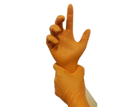 RĘKAWICE NITRYLOWE POMARAŃCZOWE GRIPPER XL (100) - 2