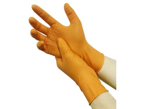 RĘKAWICE NITRYLOWE POMARAŃCZOWE GRIPPER XL (100) - 3