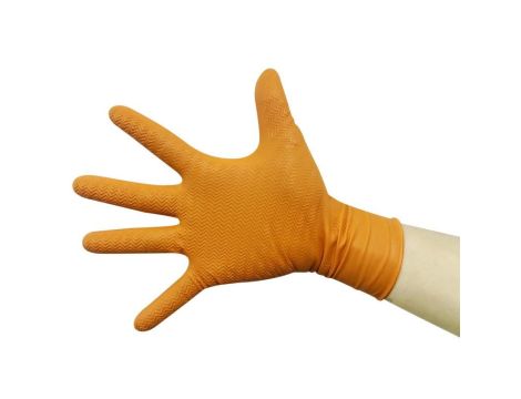 RĘKAWICE NITRYLOWE POMARAŃCZOWE GRIPPER XL (100) - 4