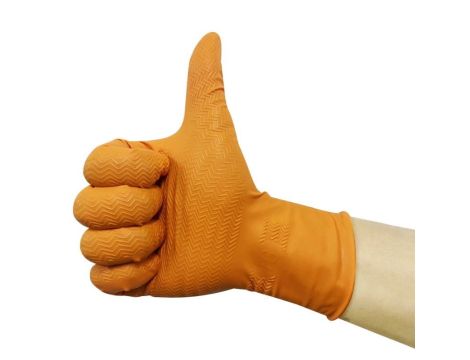 RĘKAWICE NITRYLOWE POMARAŃCZOWE GRIPPER M (100) - 5