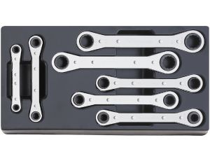 STAHLWILLE - ES 25/7,7X8-17X19MM Zestaw kluczy płasko-oczkowych z grzechotką 7 szt. - 96838108