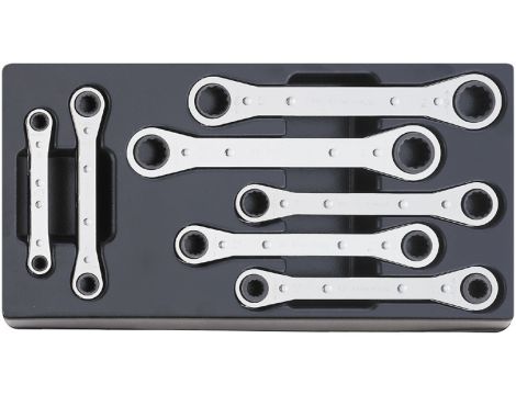 STAHLWILLE - ES 25/7,7X8-17X19MM Zestaw kluczy płasko-oczkowych z grzechotką 7 szt. - 96838108