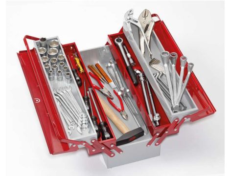 SKRZYNKA METALOWA Z ZESTAWEM NARZĘDZI (56) /WGB/