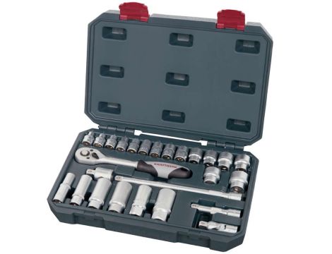 ZESTAW KLUCZY NASADOWYCH BASIC 3/8" 26-elementowy