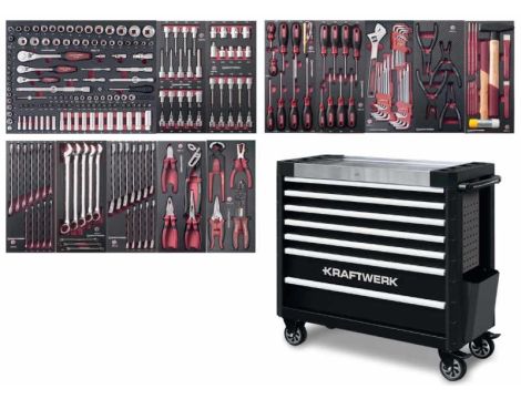 WÓZEK NARZĘDZIOWY P407L Z WYPOSAŻENIEM 264 CZĘŚCI