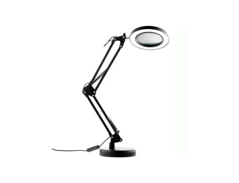 Lampka Biurkowa Kreślarska LED 7W CCT USB Ściemnialna LUCA Czarna 8x Szkło powiększające Lupa Lumiled