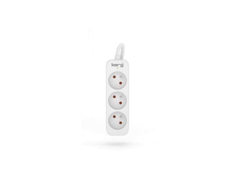 Przedłużacz KERG bez wyłącznika-3 gniazda-biało-szary-10m-10A-H05VV-F-3x1,0mm2