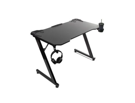 Biurko gamingowe czarne duże NanoRS, 150kg max, wysokość 750mm, 110x60x1,5cm, uchwyt na kubek i słuchawki, RS345