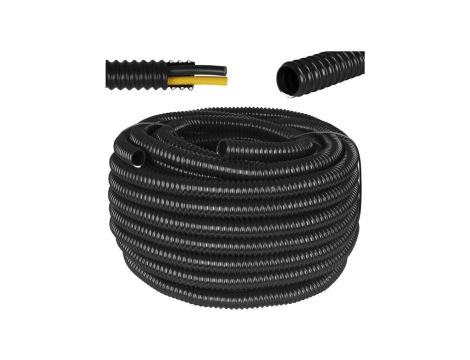 Rura karbowana elektroinstalacyjna GUS (RSF) 20mm wzmocniona spiralą giętka samogasnąca peszel elastyczny 320N PVC UV czarna 30m