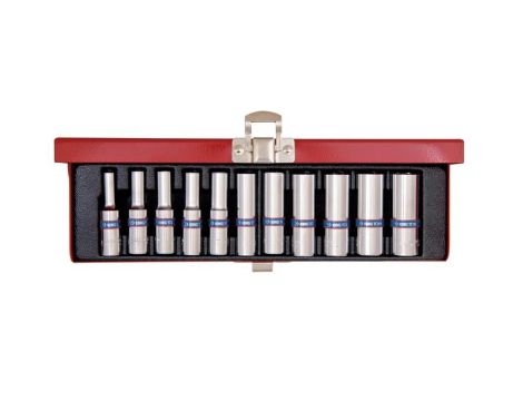 KING TONY KOMPLET NASADEK 1/4"  11cz. DŁUGIE/KASETA