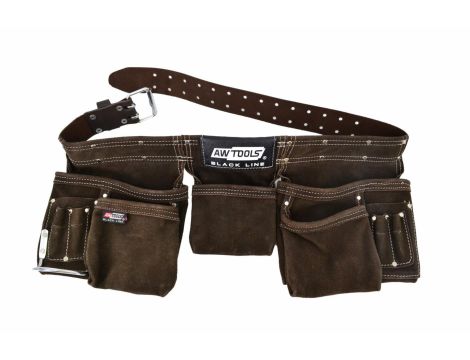 AWTOOLS PAS MONTERSKI PROFESJONALNY 11 KIESZENI PASEK SKÓRZANY BLACK LINE - 4