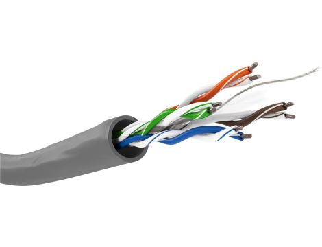 CAT 6 kabel sieciowy, U/UTP, Szary - Długość kabla 100 m