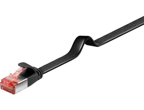 CAT 6 kabel krosowy płaski,U/FTP, czarny - Długość kabla 0.25 m