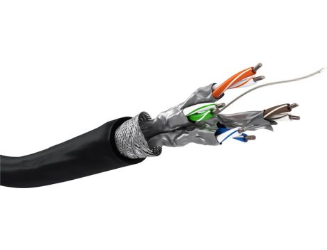 CAT 6 kabel sieciowy napowietrzny, S/FTP (PiMF), czarny - Długość kabla 100 m