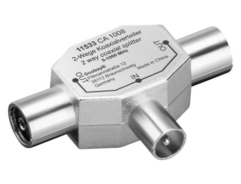 Trójnik koncentryczny (metalowy): 2 Gniazdo do kabla koncentrycznego Wtyk do kabla koncentrycznego