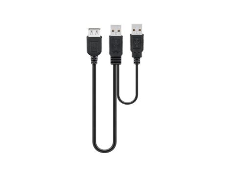 Kabel zasilający USB 2.0 Hi-Speed Dual-Power, Czarny - Długość kabla 0.3 m
