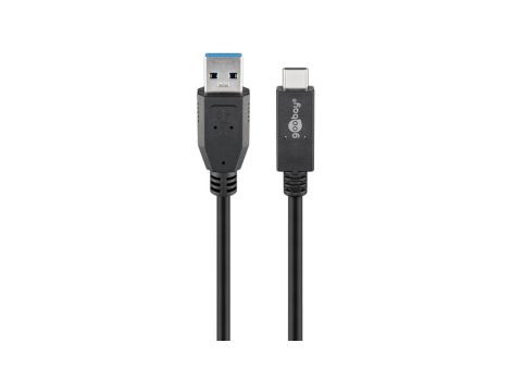 Kabel USB-C™ USB 3.1, 2. generacji, 3 A, czarny - Długość kabla 1 m