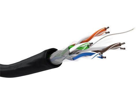 CAT 6 kabel sieciowy napowietrzny, U/UTP, czarny - Długość kabla 100 m