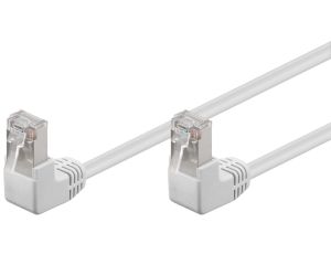 CAT 5e Kabel łączący 2x 90 pod kątem,F/UTP, Biały - Długość kabla 2 m