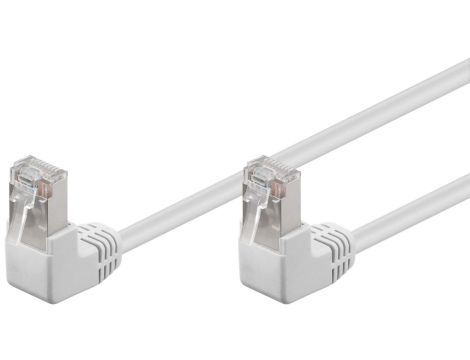 CAT 5e Kabel łączący 2x 90 pod kątem,F/UTP, Biały - Długość kabla 3 m