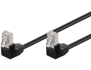 CAT 5e Kabel łączący 2x 90 pod kątem,F/UTP, Czarny - Długość kabla 0.5 m