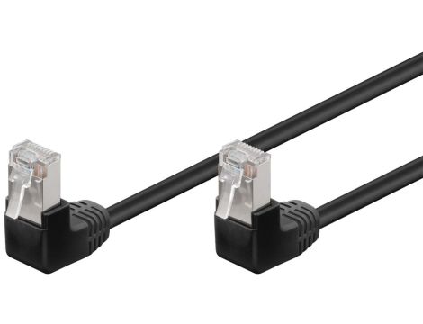 CAT 5e Kabel łączący 2x 90 pod kątem,F/UTP, Czarny - Długość kabla 5 m