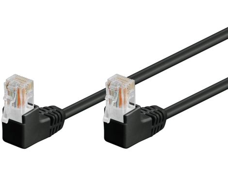 CAT 5eKabel łączący 1x 90 pod kątem,U/UTP, Czarny - Długość kabla 5 m