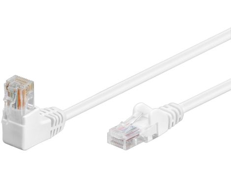 CAT 5eKabel łączący 1x 90 pod kątem,U/UTP, Biały - Długość kabla 15 m