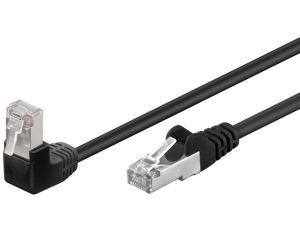 CAT 5eKabel łączący 1x 90 pod kątem,F/UTP, czarny - Długość kabla 2 m